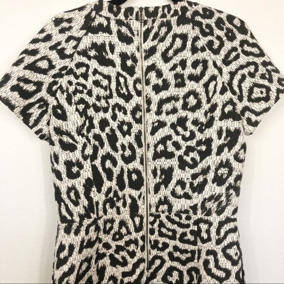 Sea Black Cream Animal Print Leopard Cheetah Woven Texture Dress Pockets Size 4 - Picture 8 of 9
